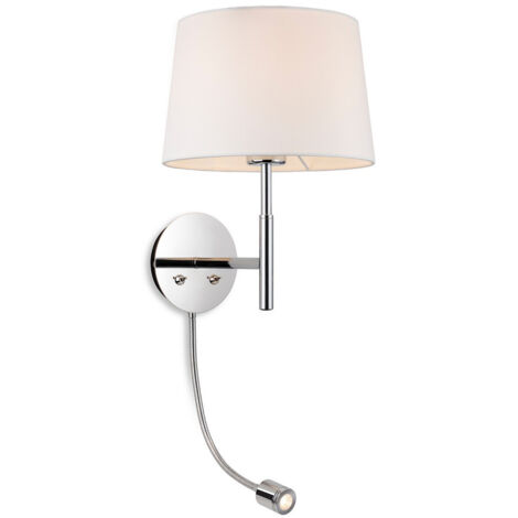 Firstlight Seymour Applique murale commutée classique avec lampe de lecture réglable Chrome avec abat-jour crème