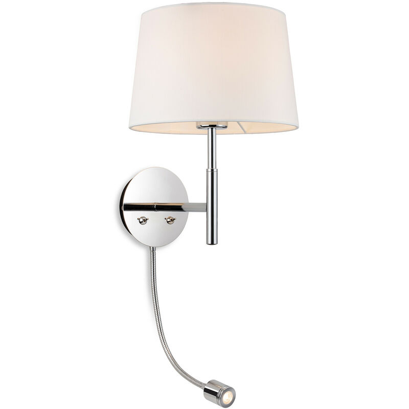 Firstlight Seymour Classic Switched Wall Lamp with Adjustable Reading Light Chrome with Cream Shade