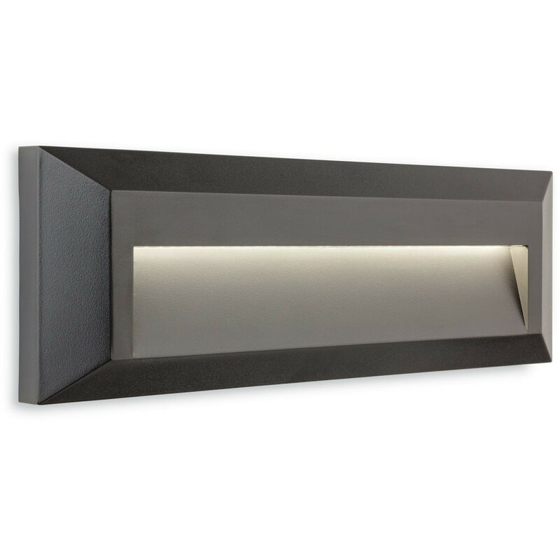 

Shine Luz LED integrada para exteriores, montada en superficie, para pared y escalón, rectángulo, grafito, IP65 - Firstlight