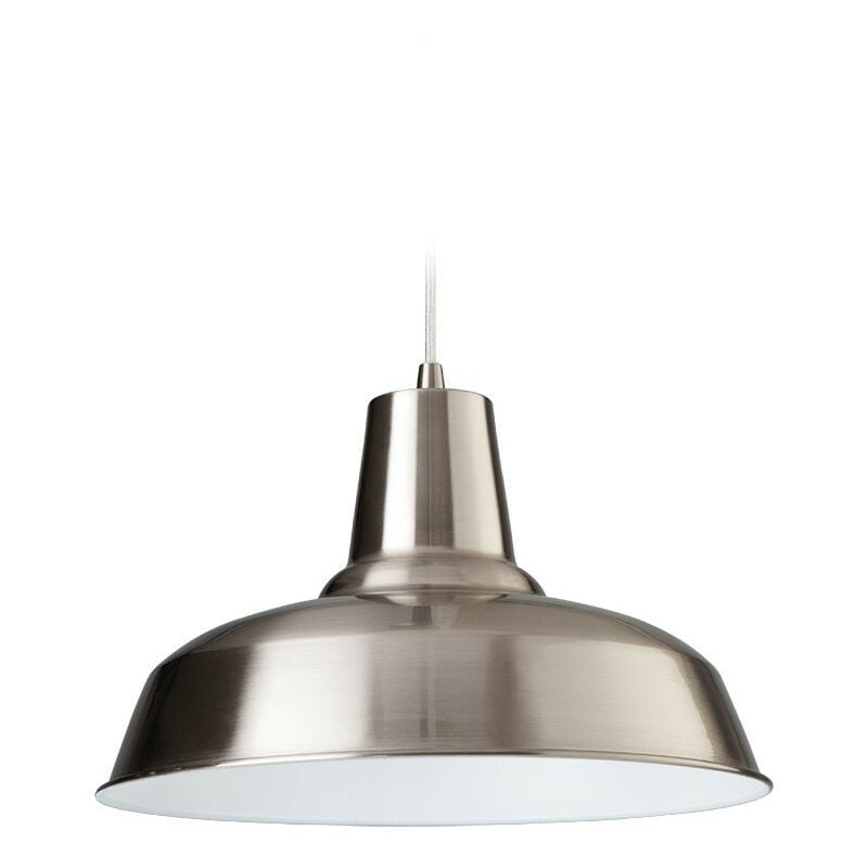 Firstlight Smart - Sospensione a soffitto a 1 luce a cupola in acciaio spazzolato, interno bianco, attacco E27