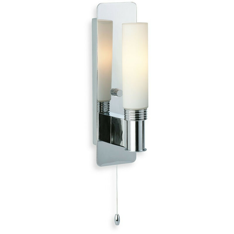Image of Firstlight Products - Firstlight Spa - Applique da parete con interruttore a soffitto per bagno singolo a 1 luce Cromo, vetro opalino IP44, G9