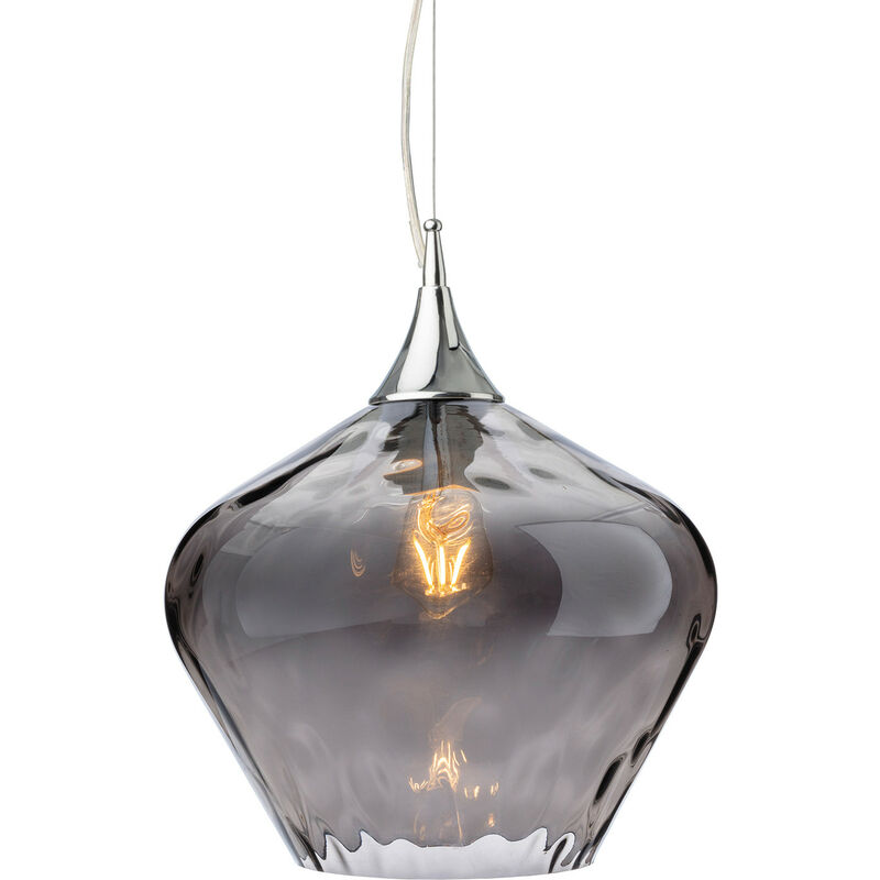 Titan Dome Pendant Light Chrome with Smoked Glass - Firstlight