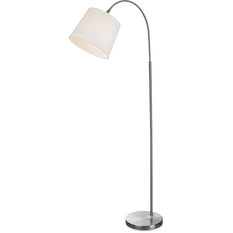 Tower Floor Lamp Brushed Steel with Cream Shade - Firstlight
