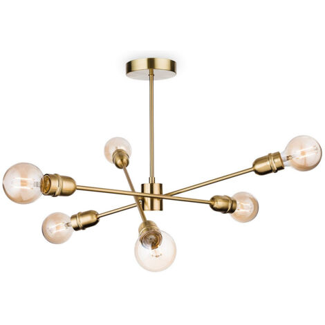 Firstlight Trident - Laiton brossé semi-affleurant à 6 bras multiples, E27