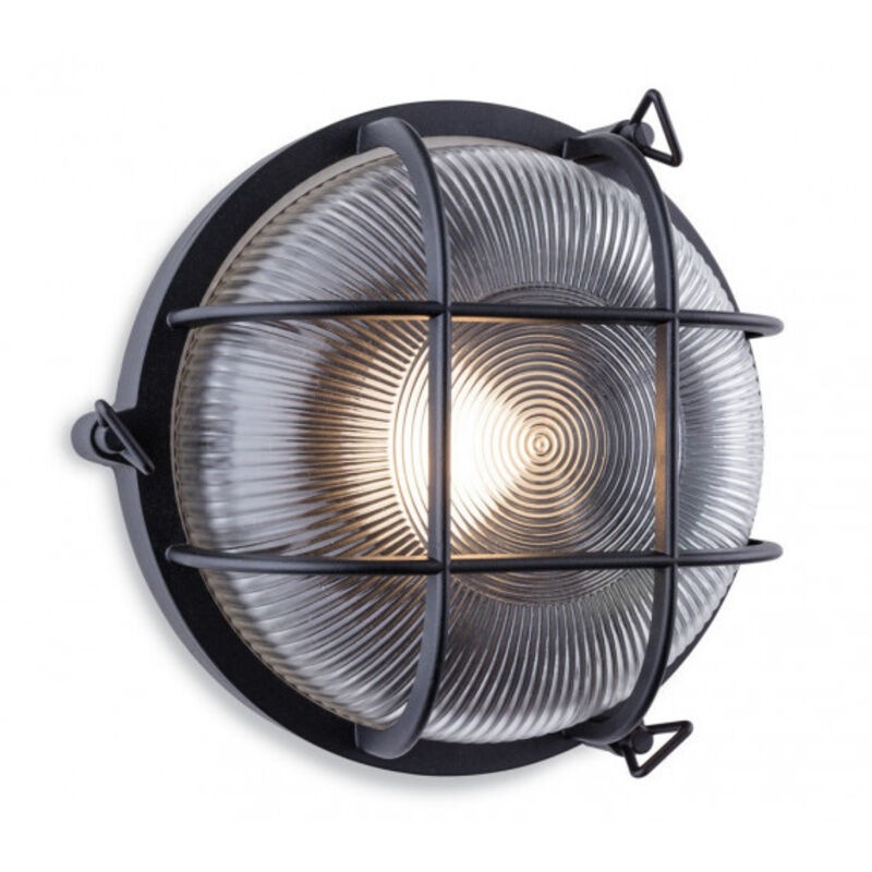 Firstlight Turin Applique Murale Cloison Extérieure Ronde Noir IP65, E27