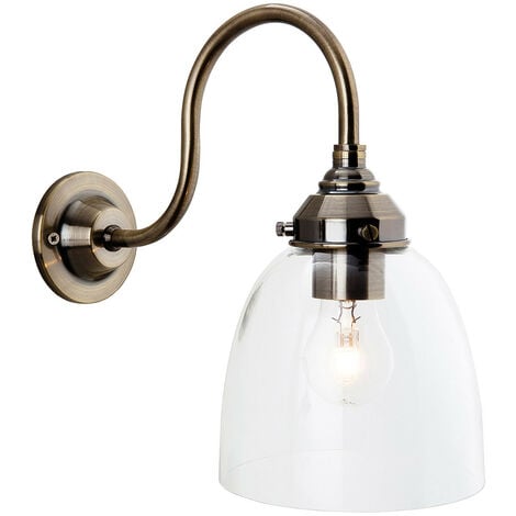 FIRSTLIGHT PRODUCTS Firstlight Victoria Traditional Gas Lamp Style Bell Wall Light in Antique Brass and Clear Glass