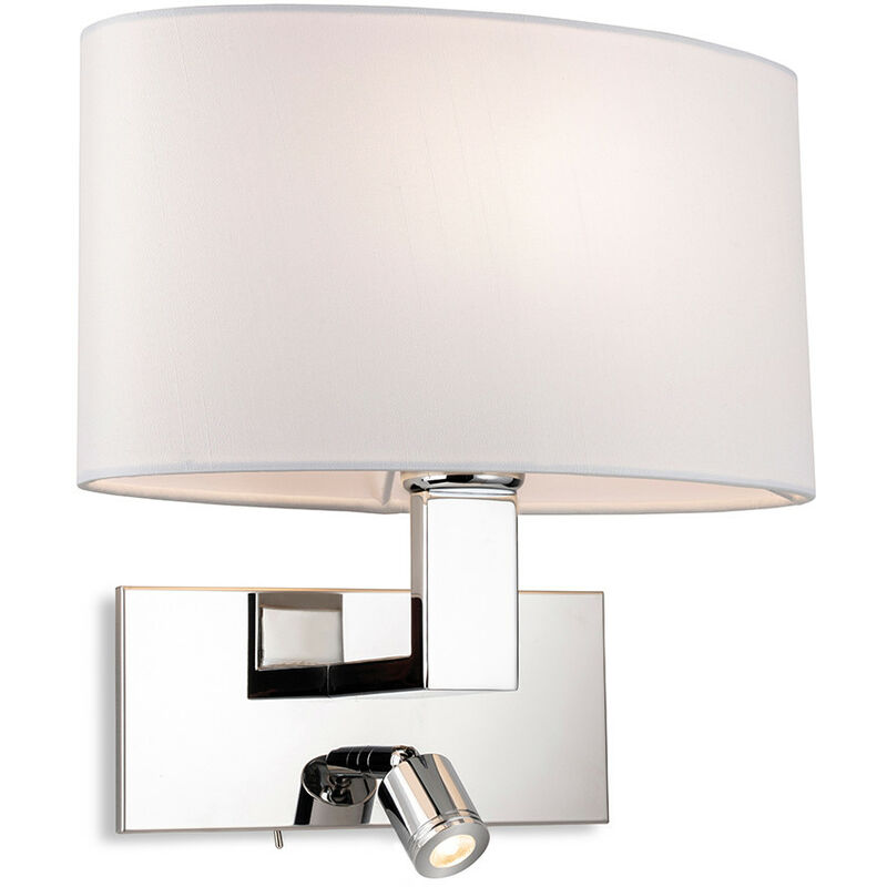 Firstlight Webster Wall Lamp with Adjustable Switched Reading Light Chrome with Oval Cream Shade