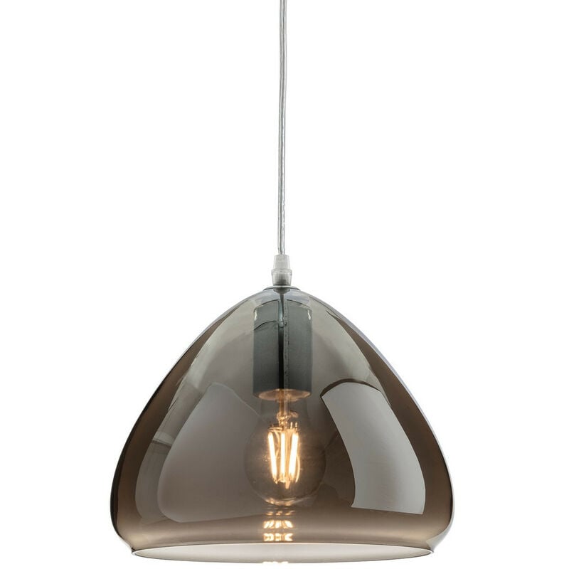 

Firstlight Willis Lámpara colgante domo de cromo con vidrio ahumado
