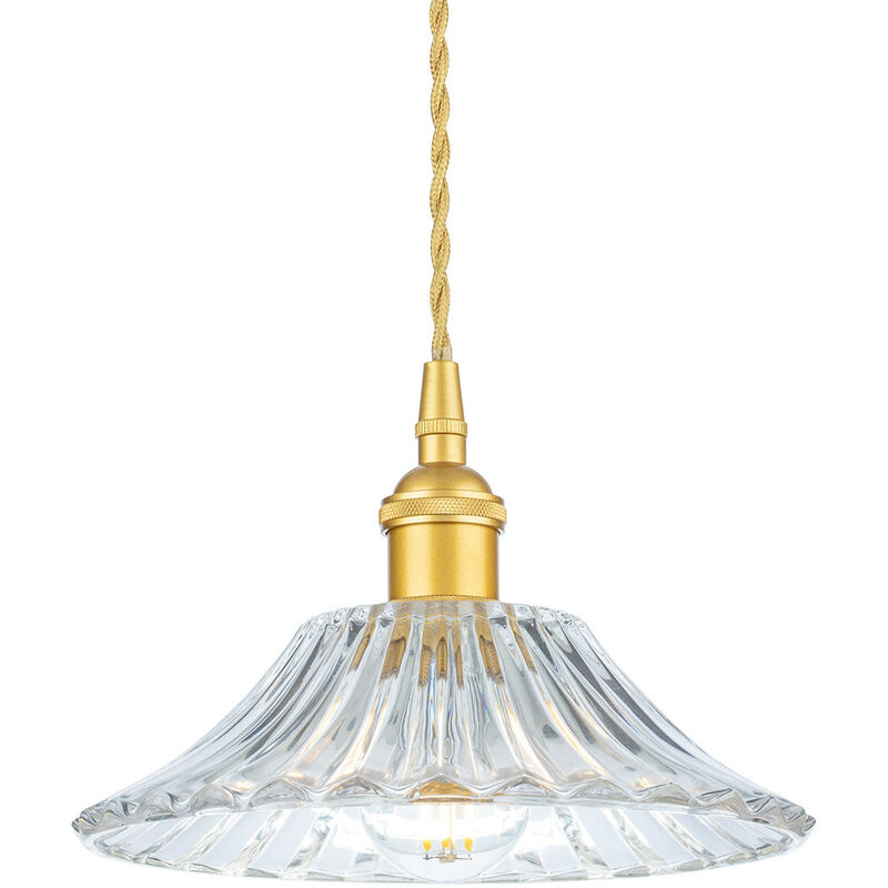 Wilshire Dome Pendant Light Satin Gold with Decorative Glass - Firstlight