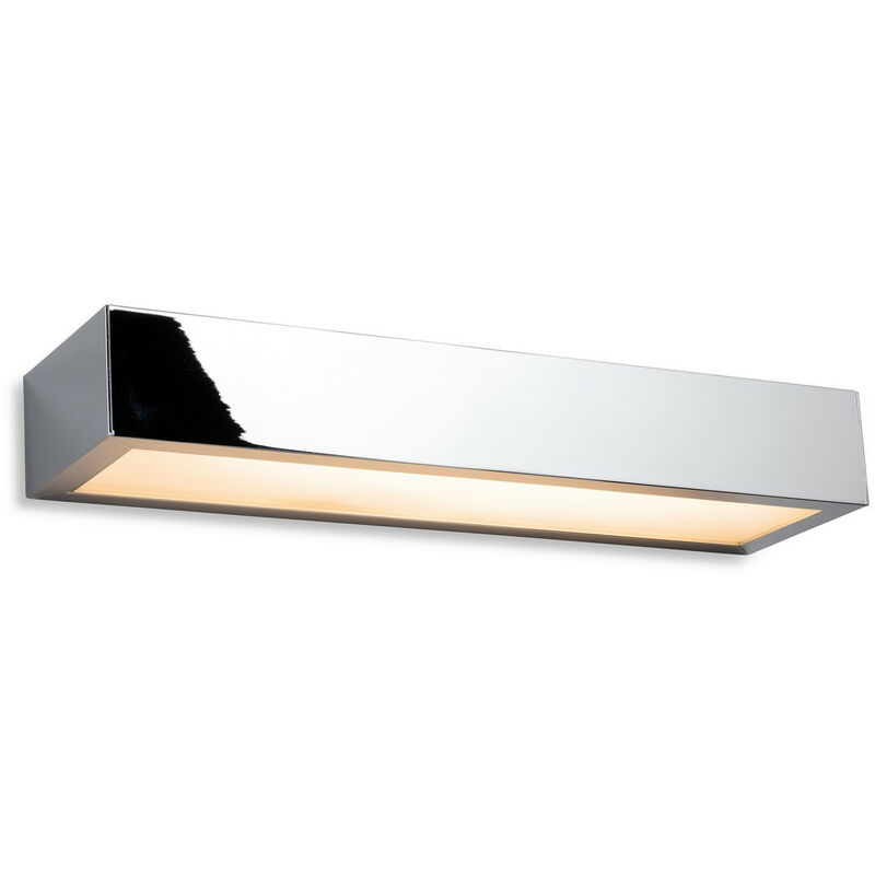 

Zulu Aplique de pared LED con luz empotrada para baño - Cromo de 300 mm con difusor de vidrio opal IP44 - Firstlight
