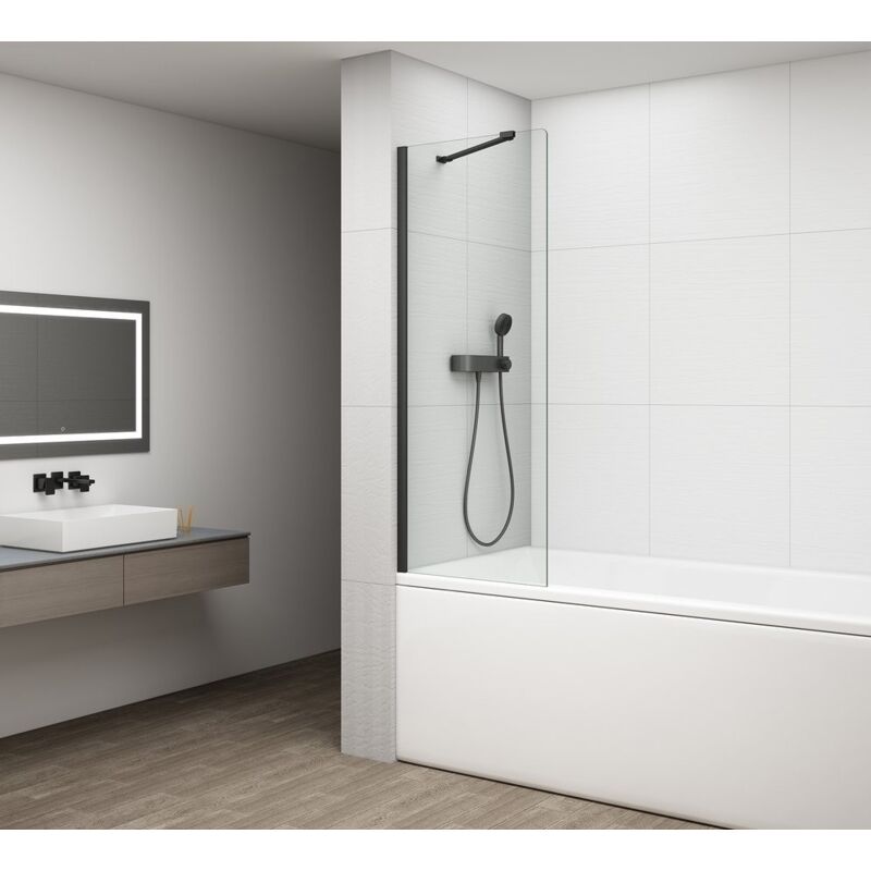 Polysan - fisa Baignoire Écran 600x1500mm, verre noir mat/clair