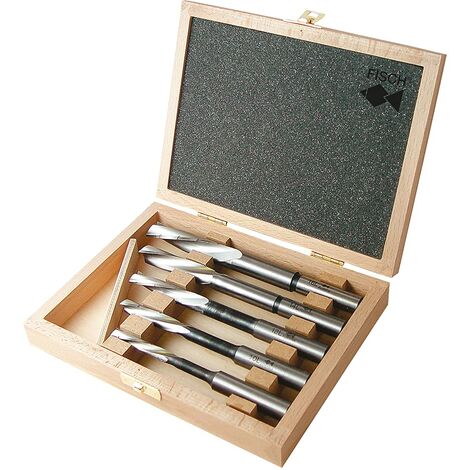 FISCH 02480005LK - Set di 5 punte per trapano a foro lungo, modello ritorto, a sinistra