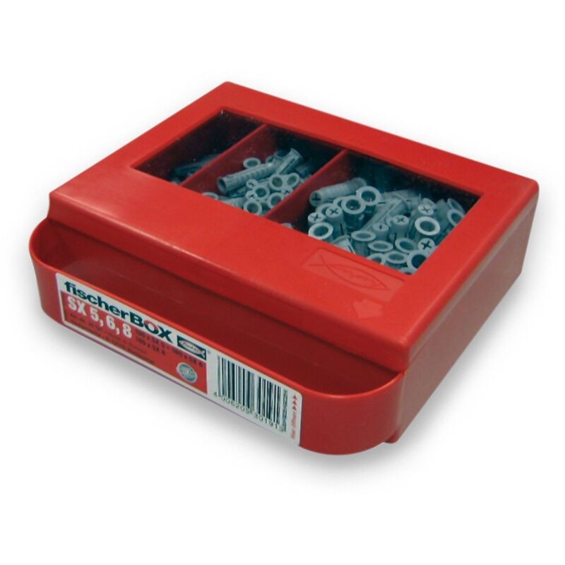 Assortiment de boîtes à tacos Fischer 100 Sx 5X25 100 Sx 6X30 100 Sx 8X40