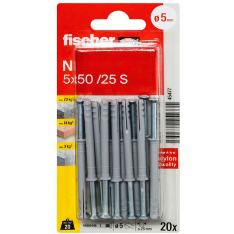 Fischer 045477 N 5 x 50/25 S K NV Cheville à frapper 50 mm 5 mm 1 set V836453