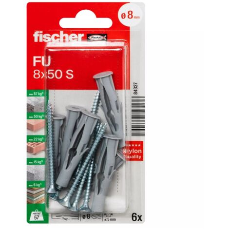 FISCHER 084327 Universaldübel FU 8x50 S K, 6 Stk
