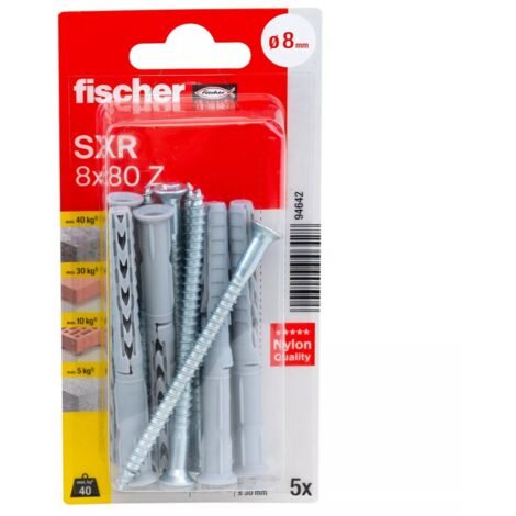 FISCHER 094642 Langschaftdübel SXR 8x80 Z K, 5 Stk