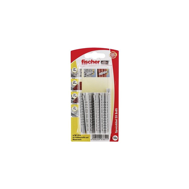 

097851 TACO DE EXPANSIÓN 8 X 65 K SB. CONTENIDO: 10 TACOS SX 8 X 65 MM - Fischer