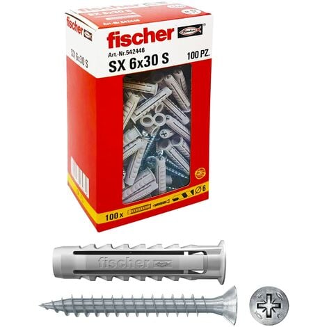 L Tasselli Nylon Fischer SX 6 4-5 Conf 100 pz per viti mm mm 30