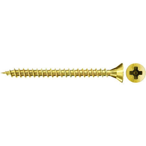 Fischer 1.000x Spanplattenschraube FSPII 3,5 x 16 mm Senkkopf gelbverzinkt Vollgewinde Kreuzschlitz PZ - 551084