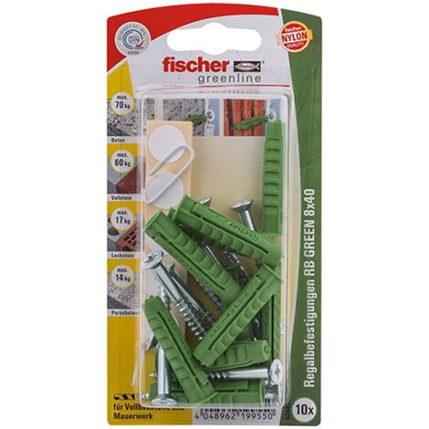Fischer 10x Fixation Étagère RB GREEN 8x40 RB - 524831 Fin de série