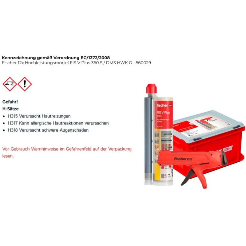 12x mortier haute performance fis v Plus 360 s / dms hwk g - 560029 - Fischer
