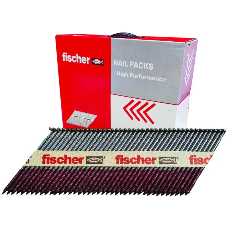 Fischer - 2.8 x 63mm Collated Ring Shank Galv Nails Box Of 3300 No Gas