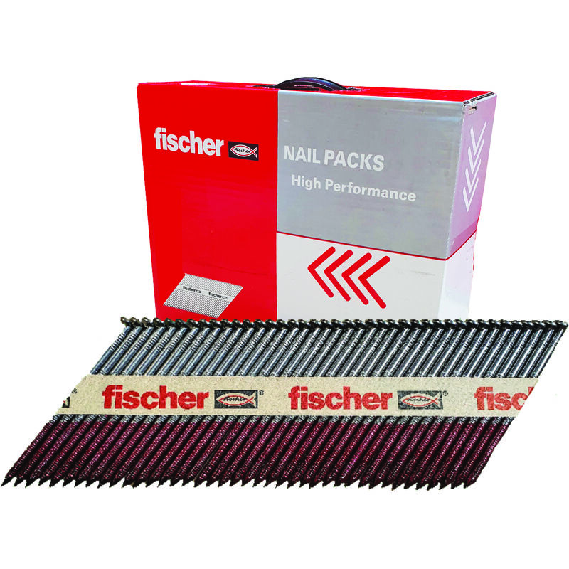 Fischer 1st Fix Paper Collated Nails 34° 75 x 2.8mm Ring Galvanised (2200 Box) Gasless