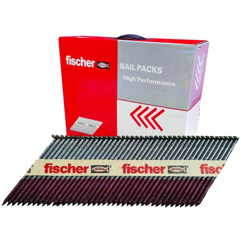 Fischer - 3.1 x 75mm Collated Ring Shank Galv Nails Box Of 2200 No Gas
