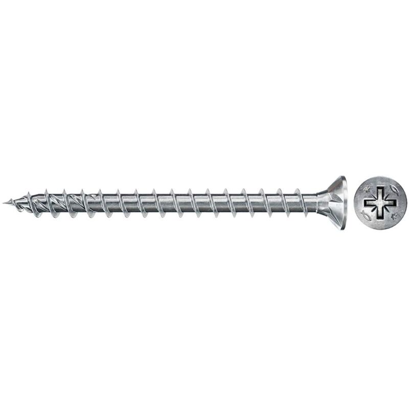 Viti per Legno o Truciolare Power-Fast ii czf 4,5x16 Filetto totale, Pozi, Testa svasata piana, Zincatura bianca, 300 Pz, 670284 - Fischer
