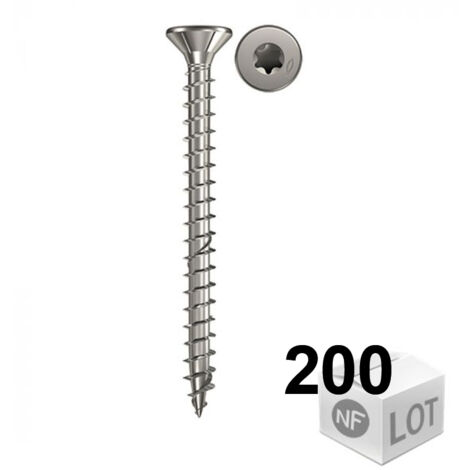 Fischer 200x Power-Fast 5 x 30 Tête fraisée acier inoxydable A4 Filetage total empreinte étoile TX - 657298