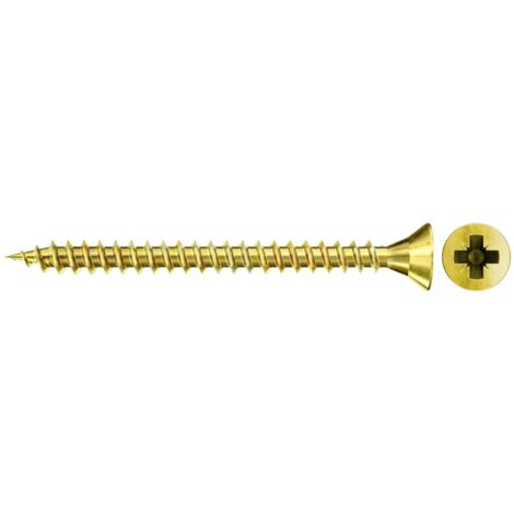 Fischer 200x vis pour panneaux d'aggloméré FSPII 5 x 60 mm tête fraisée zinguée jaune filetage complet empreinte cruciforme PZ - 551212
