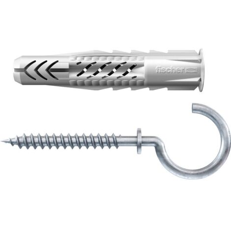 Fischer 25x Universaldübel UX 8 x 50 RH mit Rand und Rundhaken - 94409