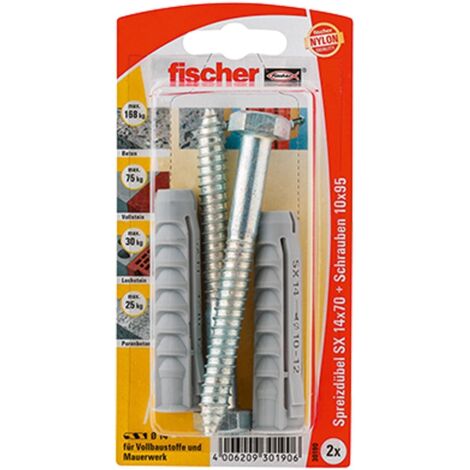 Fischer 2x Dübel SX 14x70 S mit Schraube - 30190 Auslauf