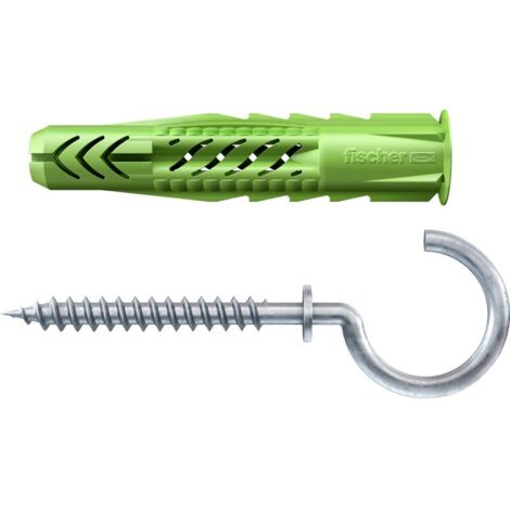Fischer 2x Universaldübel UX GREEN 10 x 60 mm R RH mit Rand und Rundhaken - 520710
