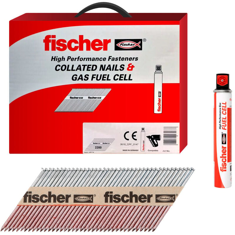 3.1 x 75mm Ring Stainless Steel 1st Fix Framing Nails (1100 Box + 1 Fuel Cell) - Fischer