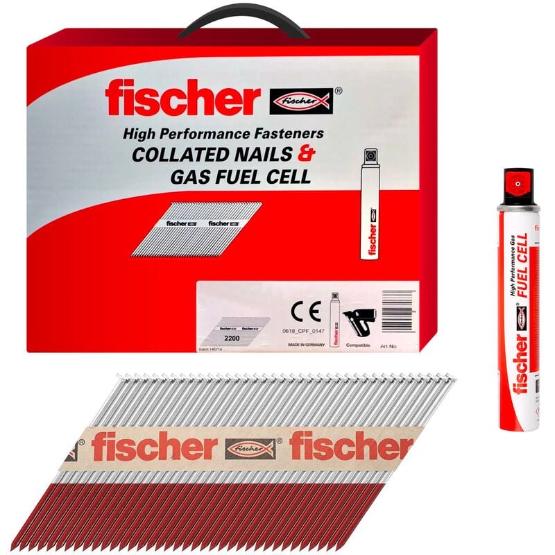 3.1 x 90mm Smooth Stainless Steel 1st Fix Framing Nails (1100 Box + 1 Fuel Cell) - Fischer