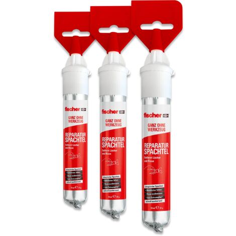 Fischer 3x Stucco Veloce con Spatola Integrata per Coprire Fori e Crepe nel Muro, Pronto all'Uso, 210 ml (3x70ml), 564378