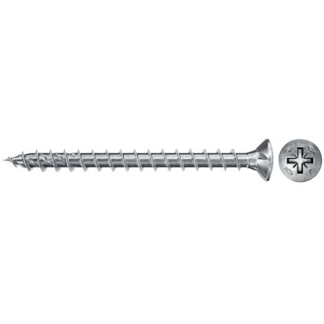Fischer 500x Power-Fast II FPF II RZF 4 x 45 mm BC Tête fraisée bombée à empreinte cruciforme PZ2 Filetage complet électrozingué passivé bleu - 670252