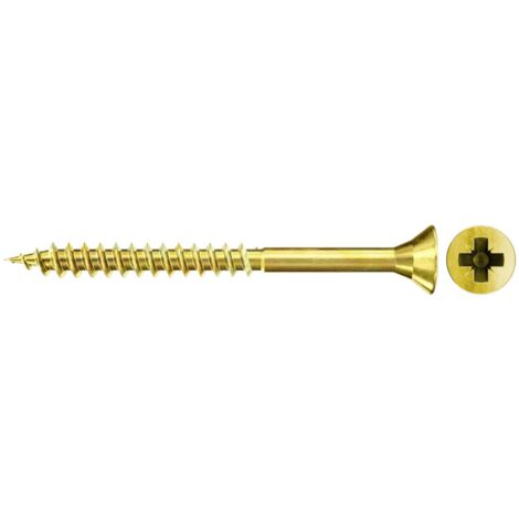 Fischer 500x Spanplattenschraube FSPII 4,5 x 40 mm Senkkopf gelbverzinkt Teilgewinde Kreuzschlitz PZ - 551143