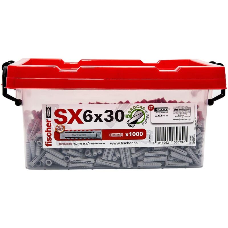 Boîte de bouchons en nylon sx 6X30 (1000 unités) Fischer Taille : 6x40 mm (500 unités)