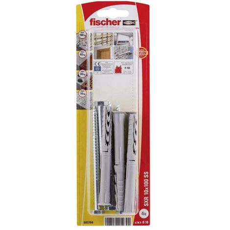 Fischer 503784 Blister tacos largos nylon con tornillo SXR 10x100 SS K NV