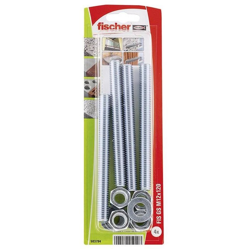 

Fischer 503794 Blister varillas roscadas de acero electrogalvanizado para anclaje químico por inyección FIS GS M12x120 K NV