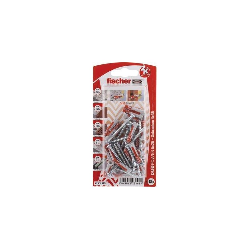 

535213 DUOPOWER 535213-JUEGO DE DUELAS, 25 MM, 18 STK - Fischer