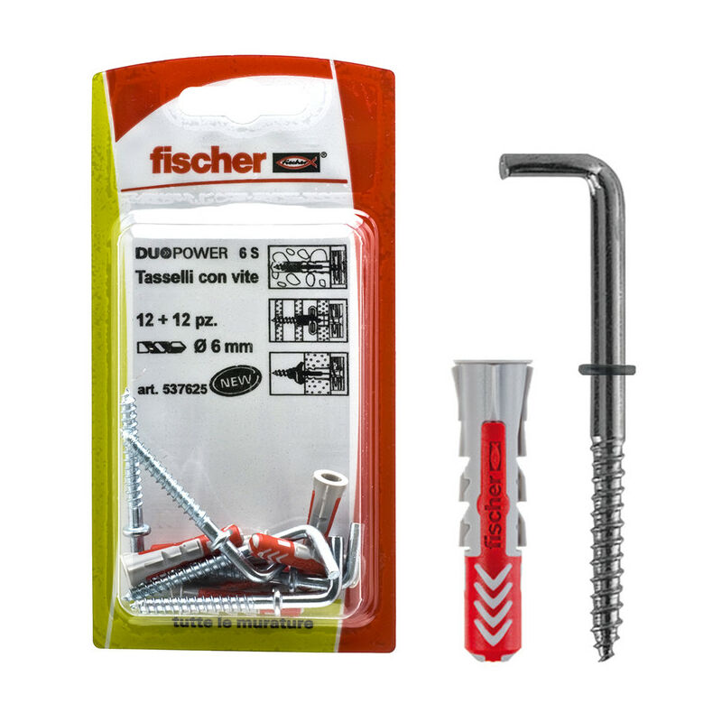 Image of DuoPower 6 c/ k blister Fissaggio con accessorio duopower 6 C/8 k con gancio corto - Fischer