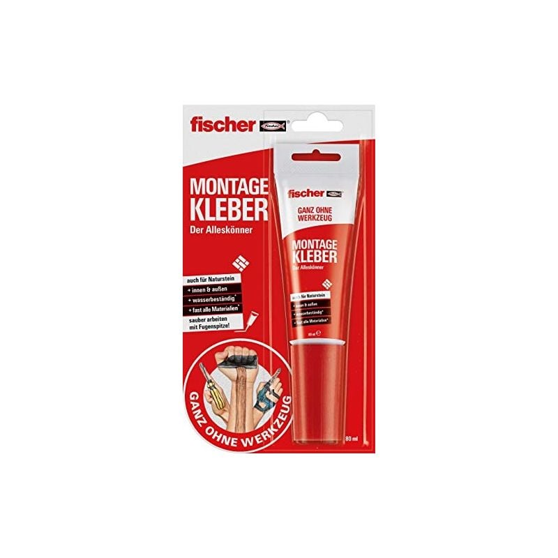 Fischer - 545864 adhésif de montage universel pour montage en intérieur et extérieur rouge 80 ml