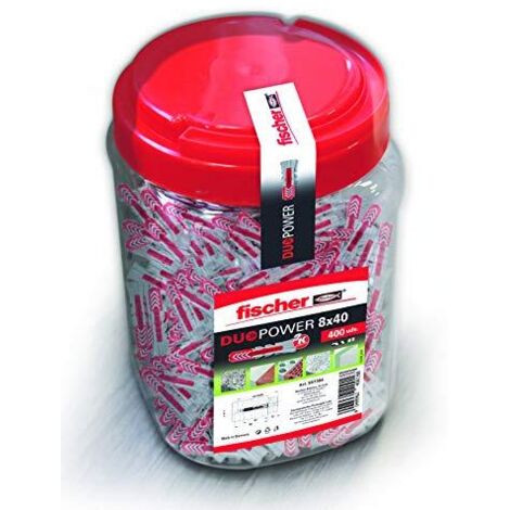 fischer 557384 tasselli, Grigio/Rosso, 8x40/400 uds