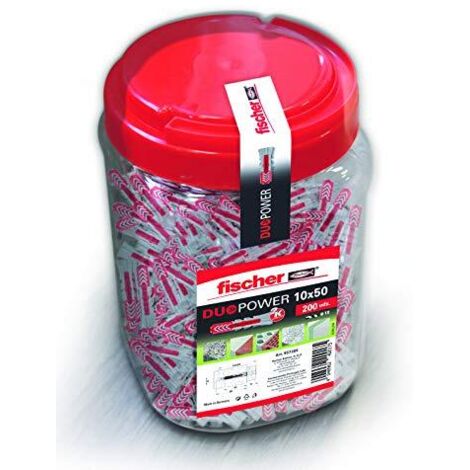 fischer 557385 CUBO Taco 10X50 DUOPOWER (200 pz), Grigio/Rosso, 10x50/200 uds