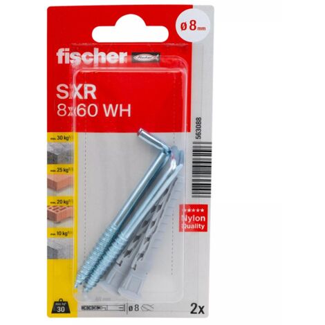 FISCHER 563088 Langschaftdübel SXR 8 x 60 WH mit Winkelhaken, 2 Stk