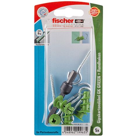 Fischer 5x Cheville pour placoplâtre GK GREEN RH avec crochet rond - 524839