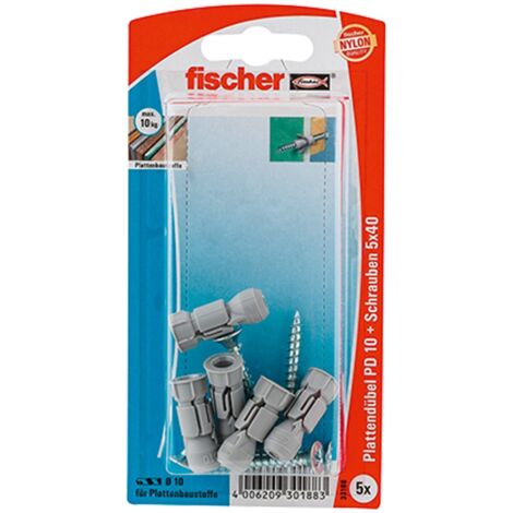 Fischer 5x Plattendübel PD 10 S mit Schraube - 30188